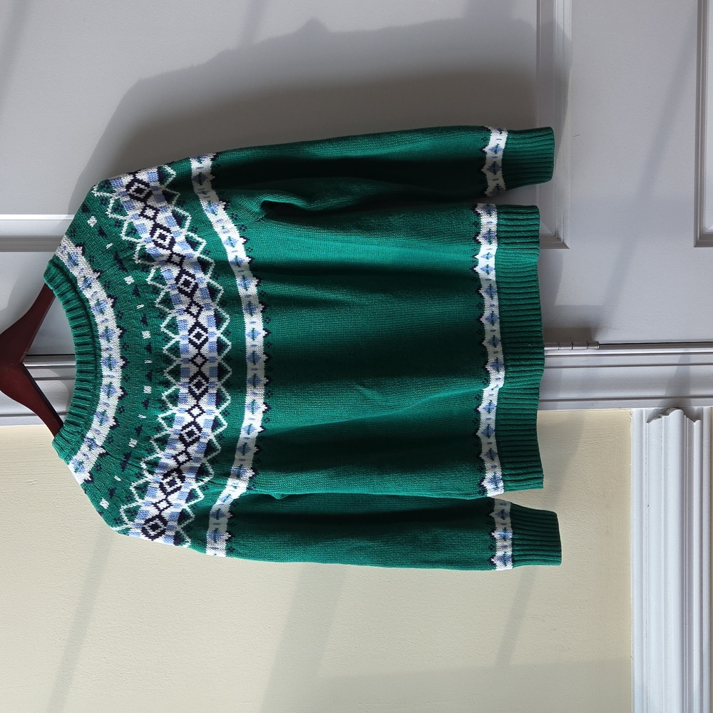 J Crew Factory Fairisle green sweater size M - Picture 4 of 4